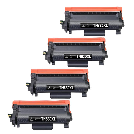 Compatible Brother TN830XL Black Toner Cartridge High Yield – 4 Pack