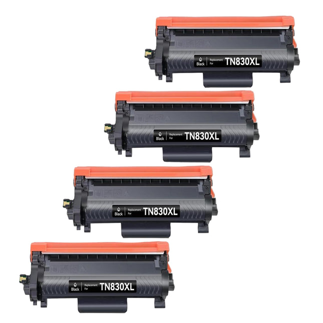 Compatible Brother TN830XL Black Toner Cartridge High Yield – 4 Pack