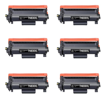 Compatible Brother TN830XL Black Toner Cartridge High Yield – 6 Pack