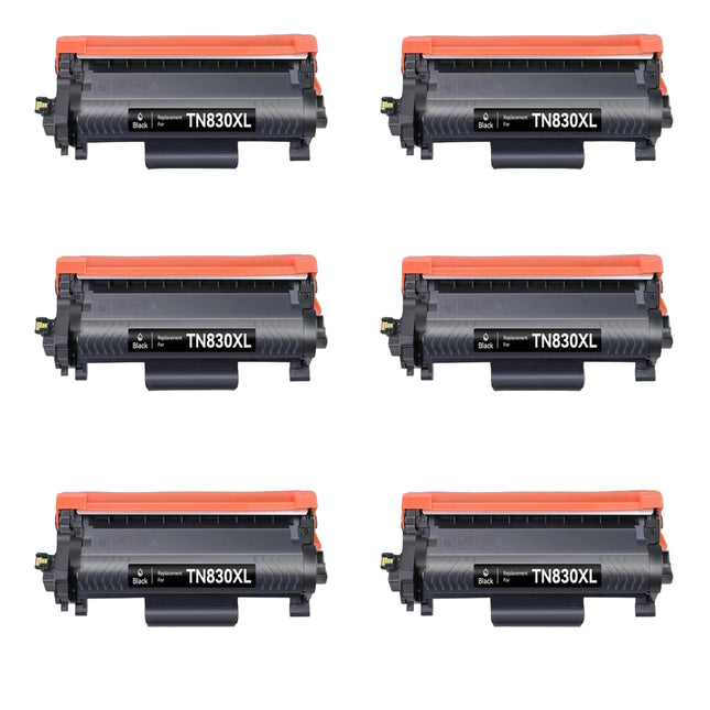 Compatible Brother TN830XL Black Toner Cartridge High Yield – 6 Pack