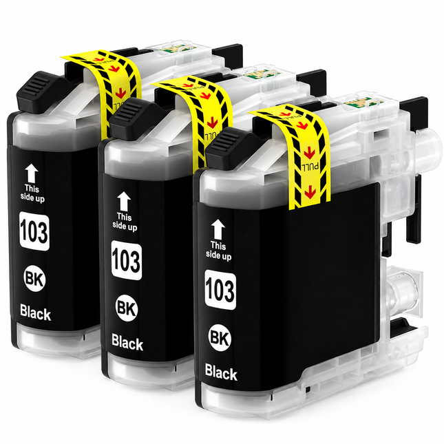Brother LC103 compatible high yield black ink cartridges, 3-pack