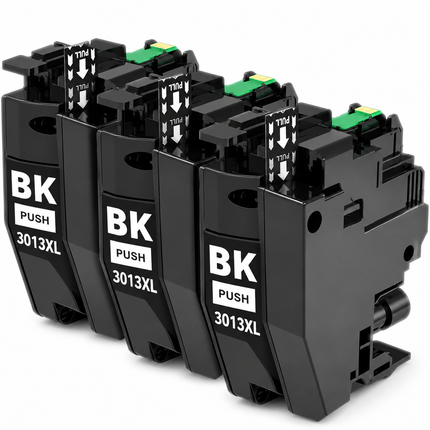 Brother LC3011/LC3013 compatible high yield ink cartridges, 3-pack: three black