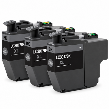 Brother LC3017 compatible high yield black ink cartridges, 3-pack