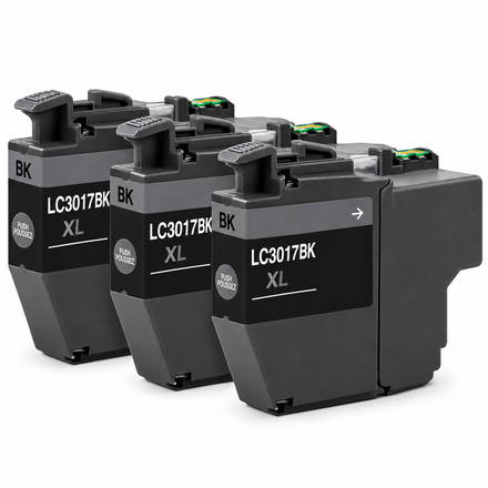 Brother LC3017 Compatible Ink Cartridge Combo – High Yield Black, 3-Pack