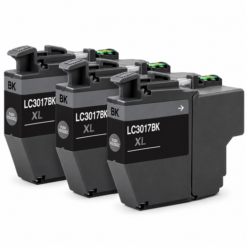 Brother LC3017 Compatible Ink Cartridge Combo – High Yield Black, 3-Pack