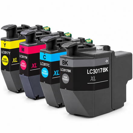 Brother LC3017 Compatible Ink Cartridge Combo – High Yield BK/C/Y/M, 4-Pack
