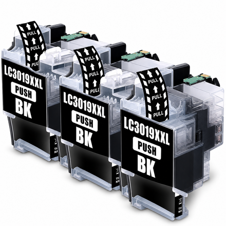 Brother LC3019 Compatible Ink Cartridge Combo – Extra High Yield Black, 3-Pack