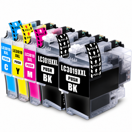 Brother LC3019 compatible ink cartridges, 5-pack: two black, cyan, magenta and yellow