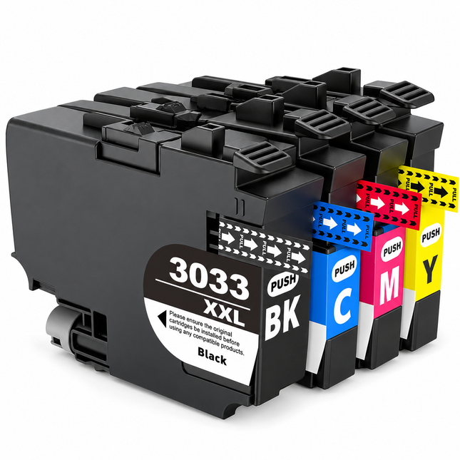 Brother LC3033 compatible ink cartridges, 4-pack: black, cyan, magenta and yellow