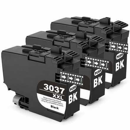 Brother LC3037 Compatible Ink Cartridge Combo – Extra High Yield Black, 3-Pack