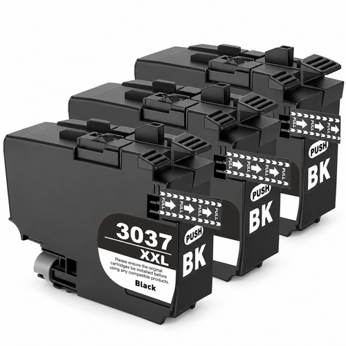Brother LC3037 Compatible Ink Cartridge Combo – Extra High Yield Black, 3-Pack