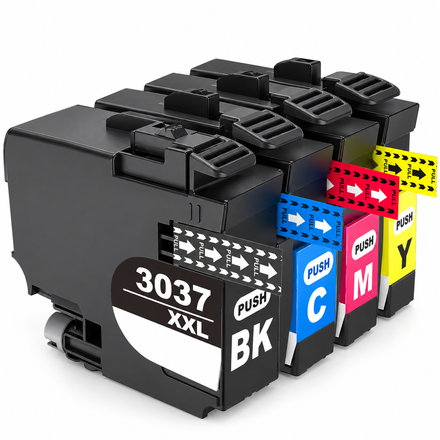 Brother LC3037 Compatible Ink Cartridge Combo – Extra High Yield BK/C/Y/M, 4-Pack