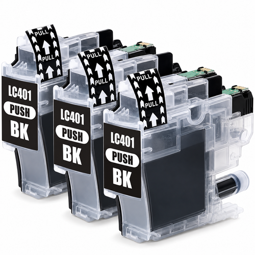 Brother LC401XL Compatible Ink Cartridge Combo – High Yield Black, 3-Pack
