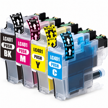 Brother LC401XL Compatible Ink Cartridge Combo – High Yield BK/C/Y/M, 4-Pack