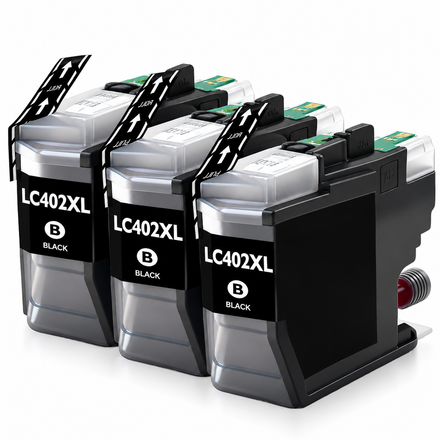Brother LC402XL Compatible Ink Cartridge Combo – High Yield Black, 3-Pack