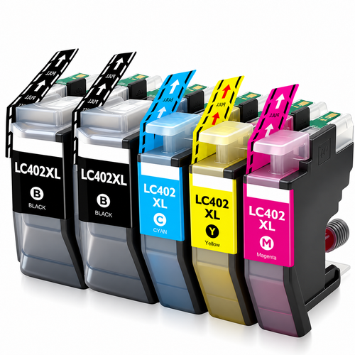 Brother LC402XL Compatible Ink Cartridge Combo – High Yield 2 Black & 1 Each Cyan/Magenta/Yellow, 5-Pack