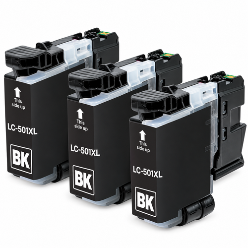 Brother LC501XL Compatible Ink Cartridge Combo – High Yield Black, 3-Pack