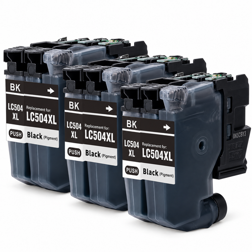 Brother LC504XL Compatible Ink Cartridge Combo – High Yield Black, 3-Pack