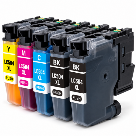 Brother LC504XL Compatible Ink Cartridge Combo – High Yield 2 Black & 1 Each Cyan/Magenta/Yellow, 5-Pack