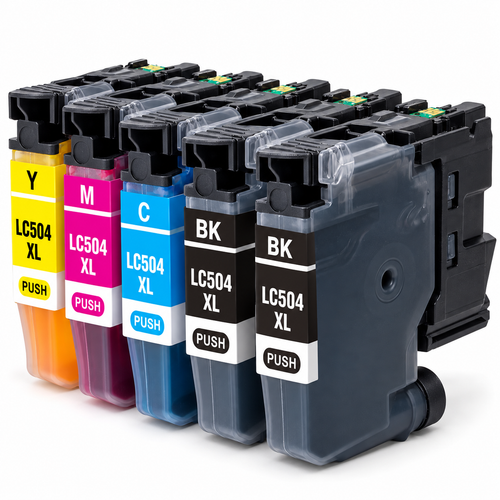 Brother LC504XL Compatible Ink Cartridge Combo – High Yield 2 Black & 1 Each Cyan/Magenta/Yellow, 5-Pack