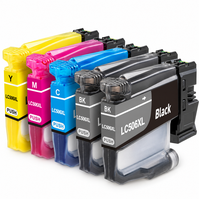 Brother LC506XL compatible ink cartridges, 5-pack: two black, cyan, magenta and yellow
