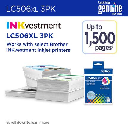 Brother LC506XL3PKS Original High Yield Ink Cartridges - 3-Pack (C/Y/M) – additional product image 4
