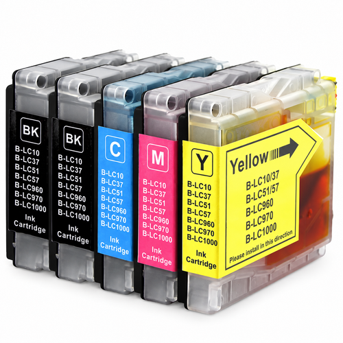 Brother LC51 Compatible Ink Cartridge Combo – Standard Yield 2 Black & 1 Each Cyan/Magenta/Yellow, 5-Pack