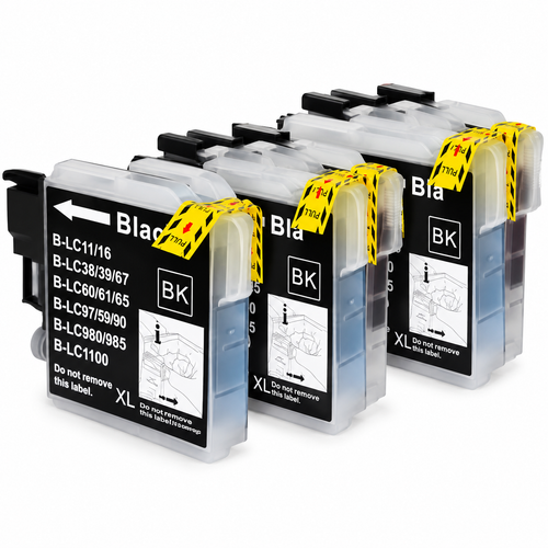 Brother LC61 / LC65 Compatible Ink Cartridge Combo – High Yield Black, 3-Pack