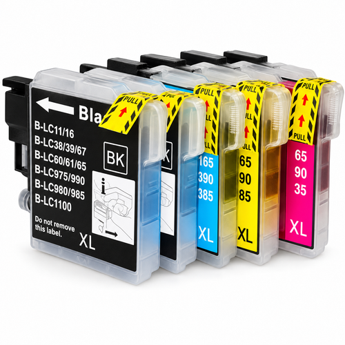 Brother LC61 / LC65 Compatible Ink Cartridge Combo – High Yield 2 Black & 1 Each Cyan/Magenta/Yellow, 5-Pack