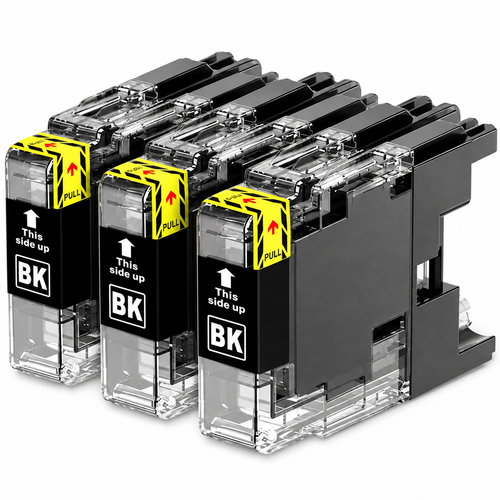 Brother LC71 / LC75 Compatible Ink Cartridge Combo – High Yield Black, 3-Pack