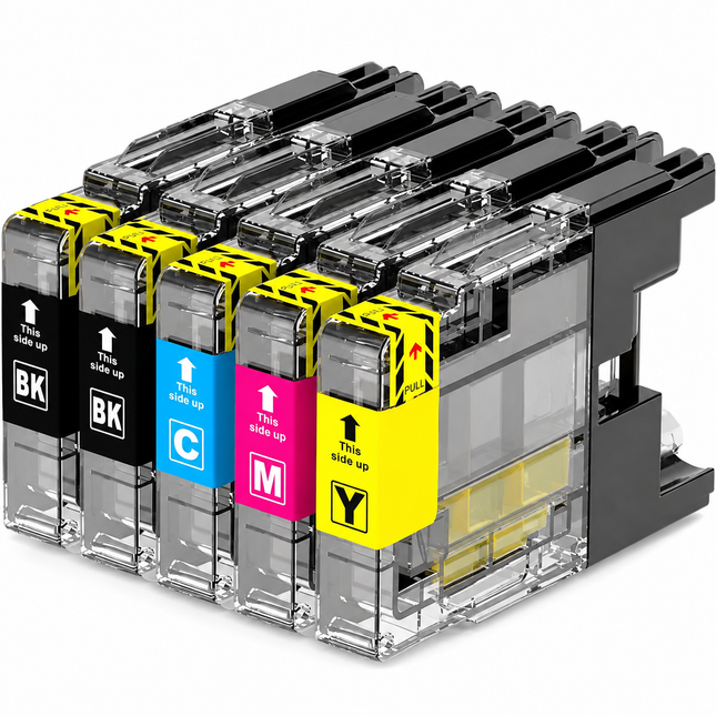 Brother LC71/LC75 compatible ink cartridges, 5-pack: two black, cyan, magenta and yellow