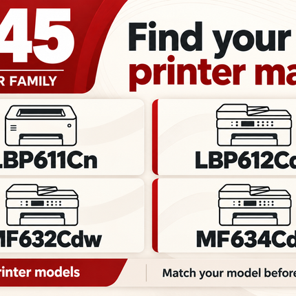 Canon 045 toner printer models: LBP611Cn, LBP612Cdw, MF632Cdw, MF634Cdw