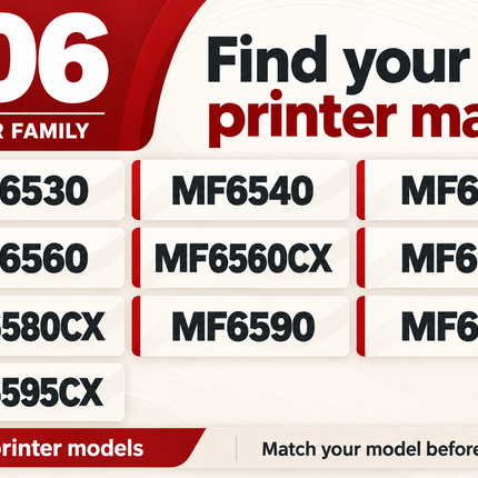 Canon 106 toner printer models: MF6530, MF6540, MF6550, MF6560, MF6560CX, MF6580, MF6580CX, MF6590, MF6595, MF6595CX