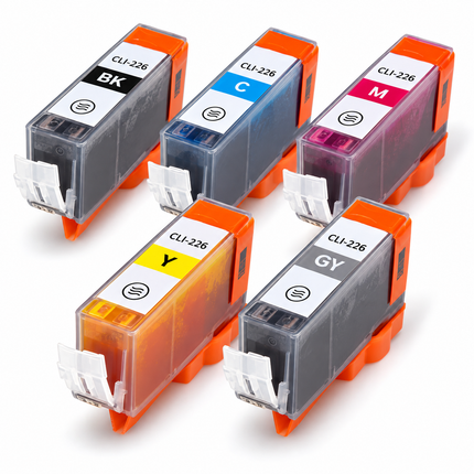 Canon CLI-226 Compatible Ink Cartridge Combo – Black, Cyan, Magenta, Yellow & Grey, 5-Pack