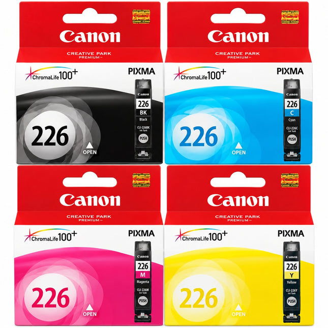 Canon CLI-226 Original Ink Cartridge Combo – Black, Cyan, Magenta & Yellow, 4-Pack