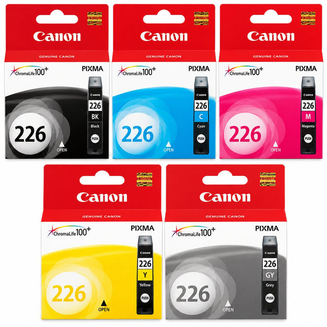 Canon CLI-226 Original Ink Cartridge Combo – Black, Cyan, Magenta, Yellow & Grey, 5-Pack