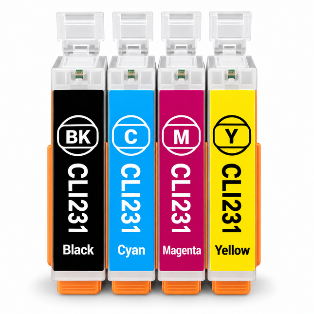 Canon CLI-231 Compatible Ink Cartridge Combo – Black, Cyan, Magenta & Yellow, 4-Pack