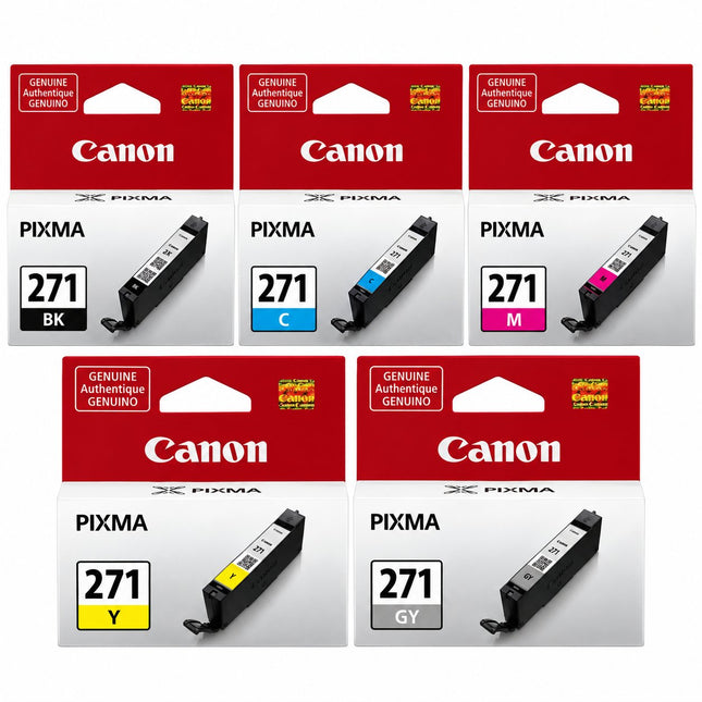 Canon CLI-271 Original Ink Cartridge Combo – Black, Cyan, Magenta, Yellow & Grey, 5-Pack