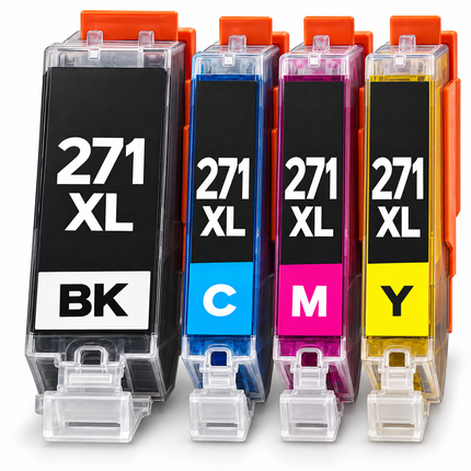 Canon CLI-271XL Compatible Ink Cartridge Combo – High Yield Black, Cyan, Magenta & Yellow, 4-Pack — 1 × CLI-271XLBK Black; 1 × CLI-271XLC Cyan; 1 × CLI-271XLM Magenta; 1 × CLI-271XLY Yellow