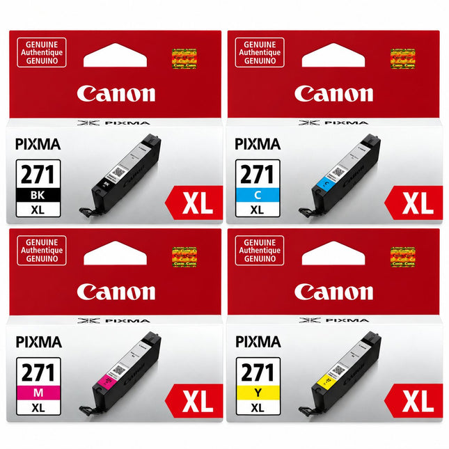 Canon CLI-271XL Original Ink Cartridge Combo – High Yield Black, Cyan, Magenta & Yellow, 4-Pack