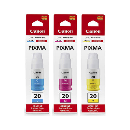 Canon GI-20 Original Ink Bottle Combo – Cyan, Magenta & Yellow, 3-Pack