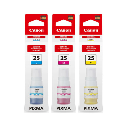 Canon GI-25 Original Ink Bottle Combo – Cyan, Magenta & Yellow, 3-Pack