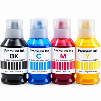 Canon GI-26 Compatible Ink Bottle Combo – Black, Cyan, Magenta & Yellow, 4-Pack