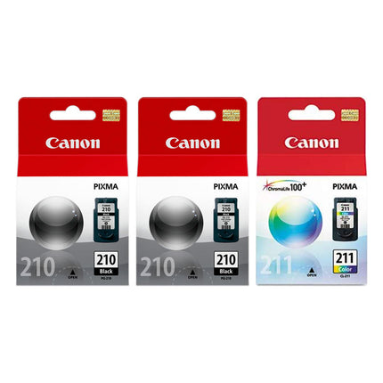 Canon PG-210 / CL-211 Original Ink Cartridge Combo – 2 Black & 1 Colour, 3-Pack