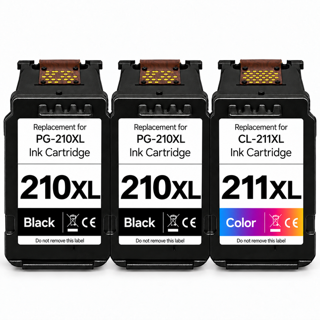 Canon PG-210XL / CL-211XL Remanufactured Ink Cartridge Combo – High Yield 2 Black & 1 Colour, 3-Pack