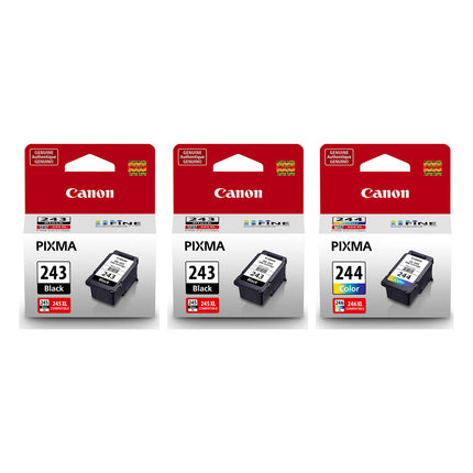 Canon PG-243 / CL-244 Original Ink Cartridge Combo – 2 Black & 1 Colour, 3-Pack