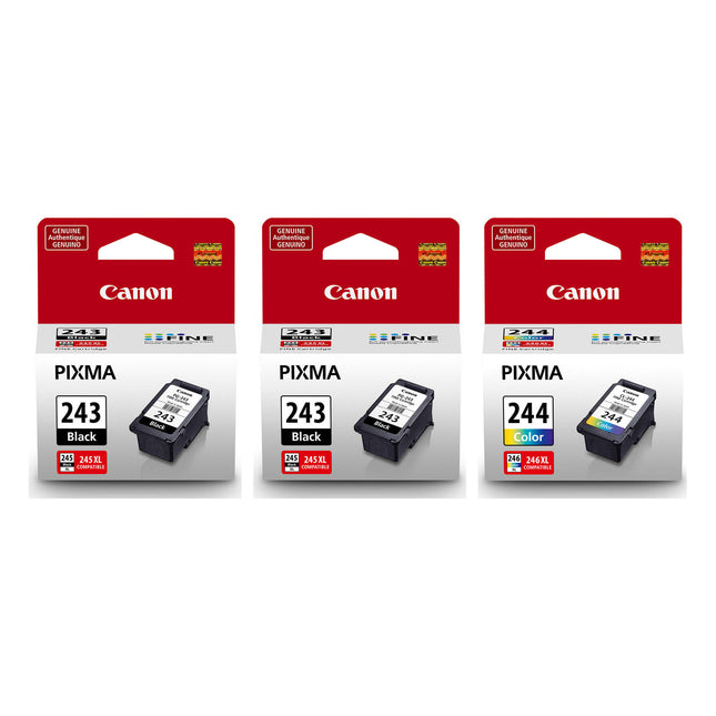 Canon PG-243 / CL-244 Original Ink Cartridge Combo – 2 Black & 1 Colour, 3-Pack