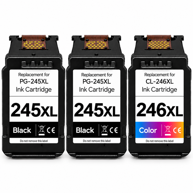 Canon PG-245XL / CL-246XL Remanufactured Ink Cartridge Combo – High Yield 2 Black & 1 Colour, 3-Pack