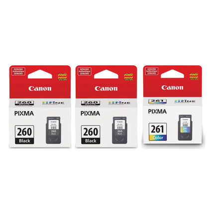 Canon PG-260 / CL-261 Original Ink Cartridge Combo – 2 Black & 1 Colour, 3-Pack