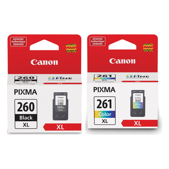 Canon PG-260XL / CL-261XL Original Ink Cartridge Combo – High Yield Black & Colour, 2-Pack